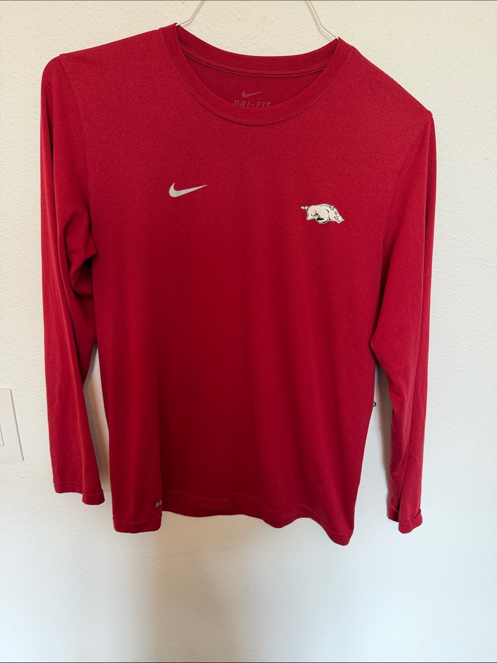 Razorback Nike Red Long Sleeve Dri-FIT Performance Shirt - Team Issued